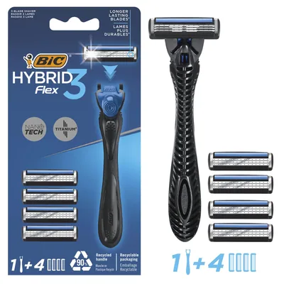 BIC Rasoio Hybrid3 Flex Sistema Manico + 4 Ricambi - pack de 2 unidades – foto 2