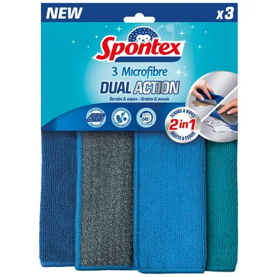 Spontex 2 en 1 Dual Action Bayeta Doble Cara (pack de 12)