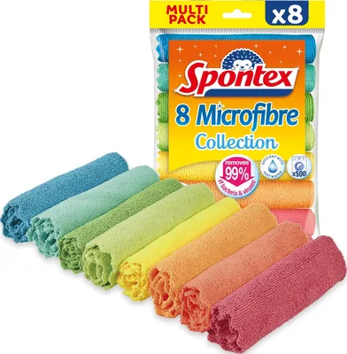 Spontex Paños de Microfibra Multicolor 30x30 cm, 8 paños (pack de 12)