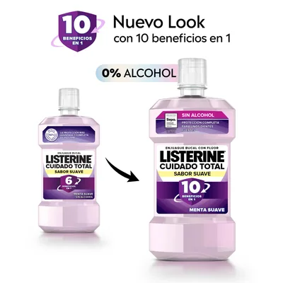 Listerine Cuidado Total Enjuague Bucal sin Alcohol 500 ml - pack de 6 unidades – foto 2
