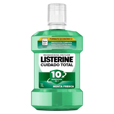 Listerine Cuidado Total Dientes y Encías Enjuague Bucal con Flúor 1 L (pack de 3)