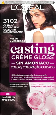 L'Oréal Paris Casting Crème Gloss Baño de Color 3102 Castaño Oscuro Helado 240 g (pack de 3)
