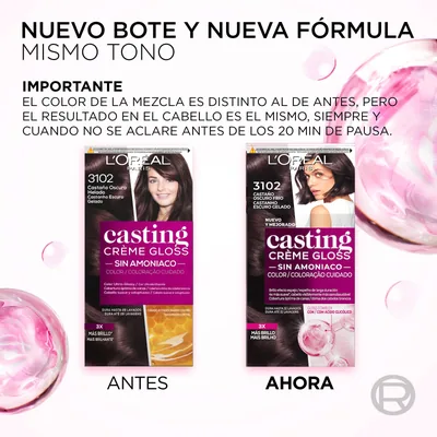L'Oréal Paris Casting Crème Gloss Baño de Color 3102 Castaño Oscuro Helado 240 g - pack de 3 unidades – foto 4