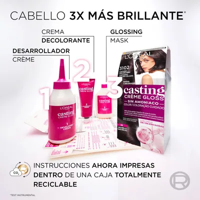 L'Oréal Paris Casting Crème Gloss Baño de Color 3102 Castaño Oscuro Helado 240 g - pack de 3 unidades – foto 2