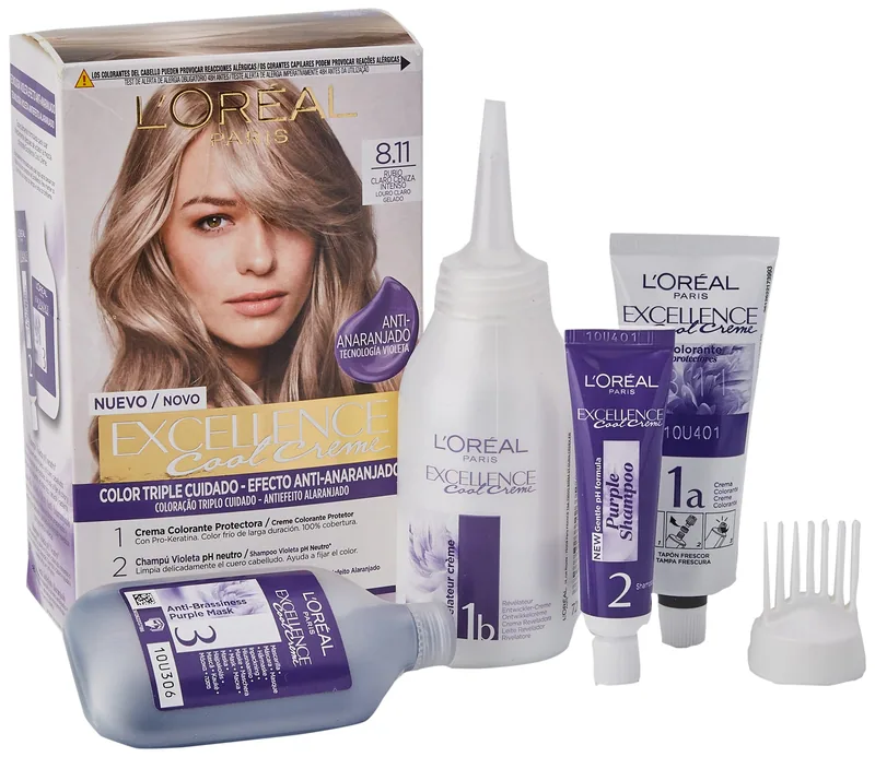 L'Oréal Paris Excellence Cool Creme Tinte Tono 8.11 Rubio Claro Ceniza 260 g - pack de 3 unidades