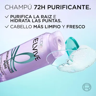 L'Oréal Paris Paris Elvive Champú Hialuronico Pure 380ml - pack de 3 unidades – foto 2