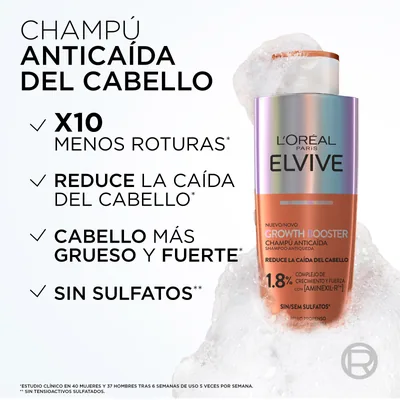 L'Oréal Paris Elvive Growth Booster Champú sin sulfatos Anticaída 200ml - pack de 3 unidades – foto 5