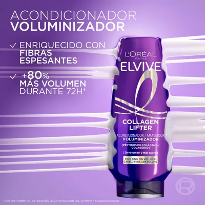L'Oréal Paris Elvive Collagen Lifter Acondicionador 72H de Volumen 300ml - pack de 3 unidades – foto 2