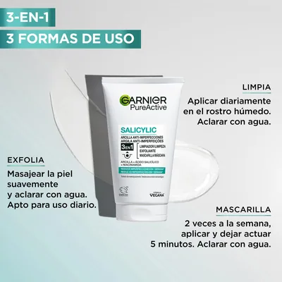 Garnier PureActive 3 en 1 limpiador exfoliante y mascarilla 150 ml - pack de 3 unidades – foto 6
