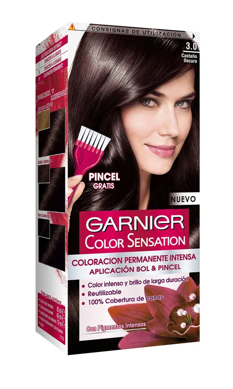 Garnier Color Sensation Tinte Permanente Castaño Oscuro 3.0 110 ml - pack de 3 unidades