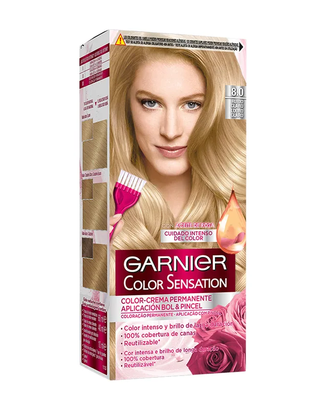 Garnier Color Sensation Tinte Permanente Rubio Luminoso 8.0 250 ml - pack de 3 unidades