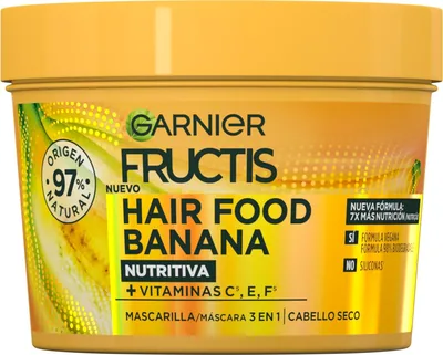 Garnier Fructis Hair Food Banana mascarilla 3 en 1 400 ml (pack de 3)