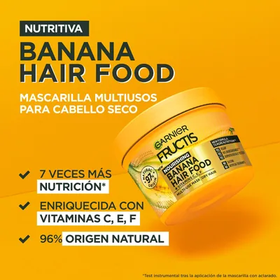 Garnier Fructis Hair Food Banana mascarilla 3 en 1 400 ml - pack de 3 unidades – foto 3
