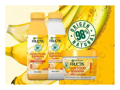 Garnier Fructis Hair Food Banana mascarilla 3 en 1 400 ml - pack de 3 unidades – foto 7