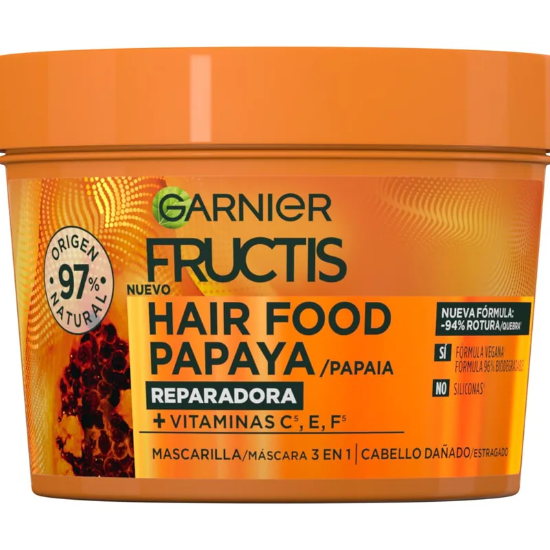 Garnier Fructis Hair Food mascarilla capilar papaya 400 ml - pack de 3 unidades