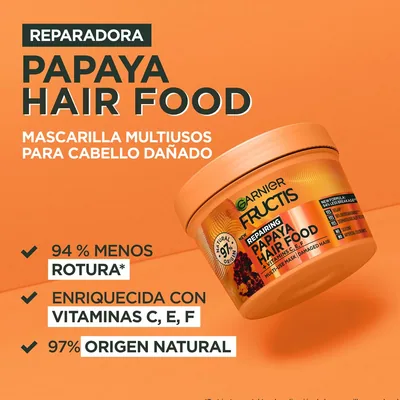 Garnier Fructis Hair Food mascarilla capilar papaya 400 ml - pack de 3 unidades – foto 2