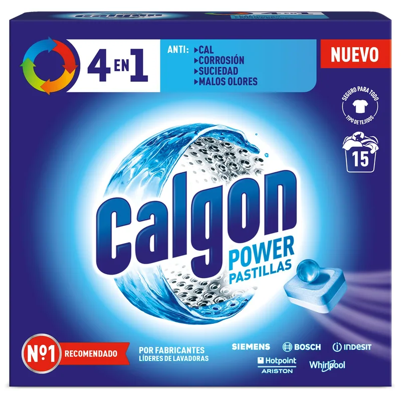 Calgon Pastillas 4 en 1 antical para la lavadora 15 pastillas - pack de 7 unidades