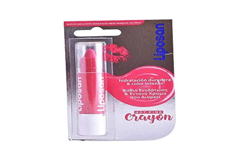 Liposan Crayon Bálsamo Labial con Color y Aceites Naturales, Hot Pink - pack de 3 unidades