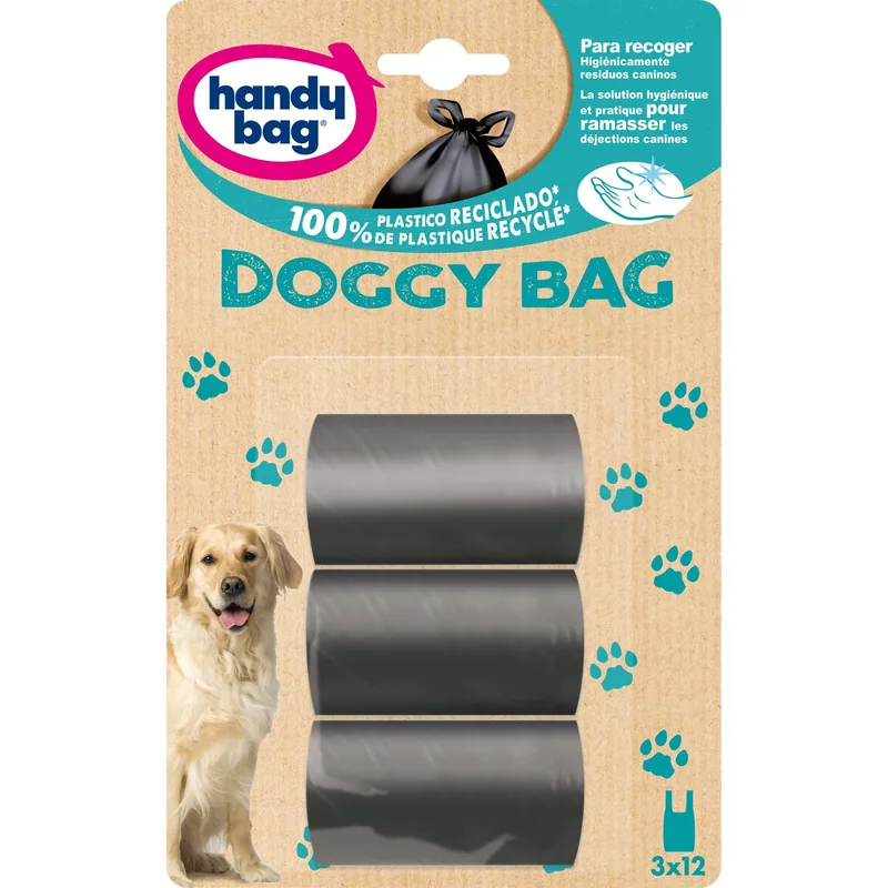 Handy Bag Bolsas para excrementos de perro con asas 36 bolsas - pack de 10 unidades