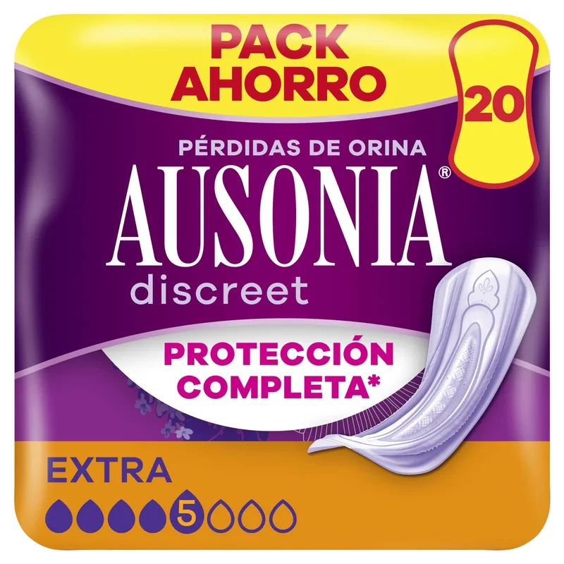 Ausonia Discreet Extra compresas incontinencia 20 compresas - pack de 3 unidades