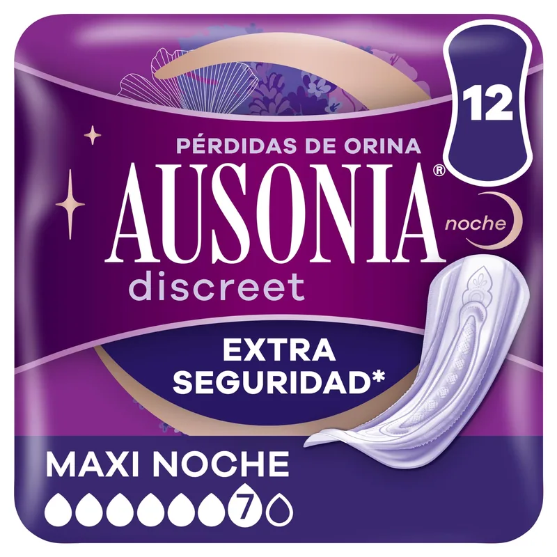 Ausonia Discreet Plus Maxi Noche 12 compresas - pack de 4 unidades