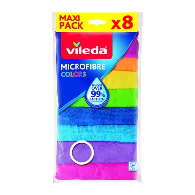 Vileda Set de 8 Bayetas de Microfibra Colors 30x30 cm (pack de 5)