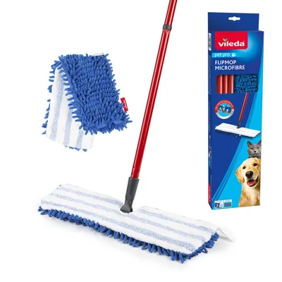 Vileda Pet Pro Flip Mopa, Doble Cara 2 en 1, Limpieza Seco y Húmedo