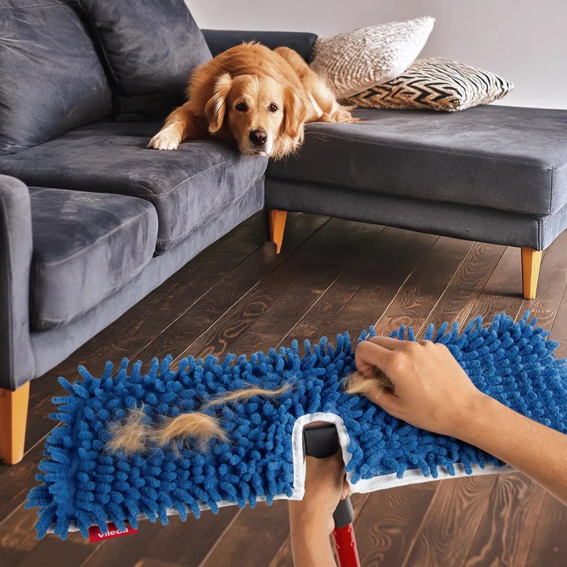 Vileda Pet Pro Flip Mopa, Doble Cara 2 en 1, Limpieza Seco y Húmedo - 1 unidad
