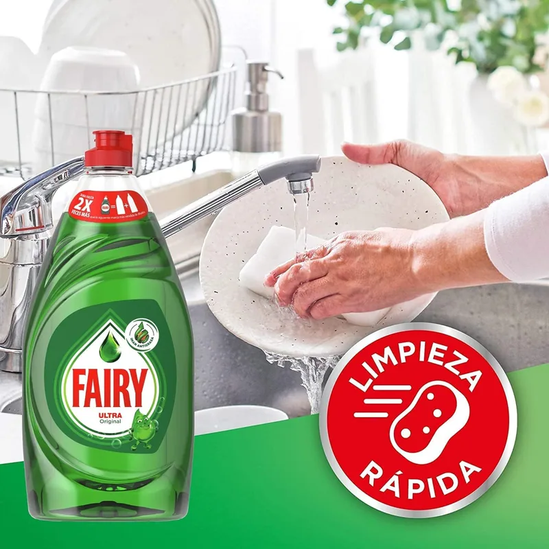Fairy Ultra Original líquido lavavajillas verde LiftAction 820 ml - pack de 12 unidades