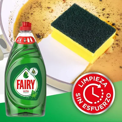 Fairy Ultra Original líquido lavavajillas verde LiftAction 820 ml - pack de 12 unidades – foto 2