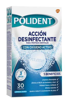 Polident Acción Desinfectante con Oxígeno Activo, 30 tabletas - pack de 8 unidades – foto 2