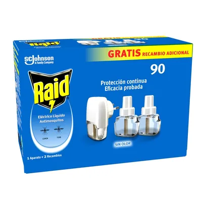 Raid Líquido Eléctrico Antimosquitos con Aparato + 2 Recambios 27 ml (pack de 3)