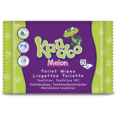 Kandoo Toallitas Húmedas de Melón para Niños, 60 toallitas (pack de 12)