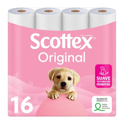 Scottex Original Papel Higiénico Seco, 16 rollos (pack de 6)