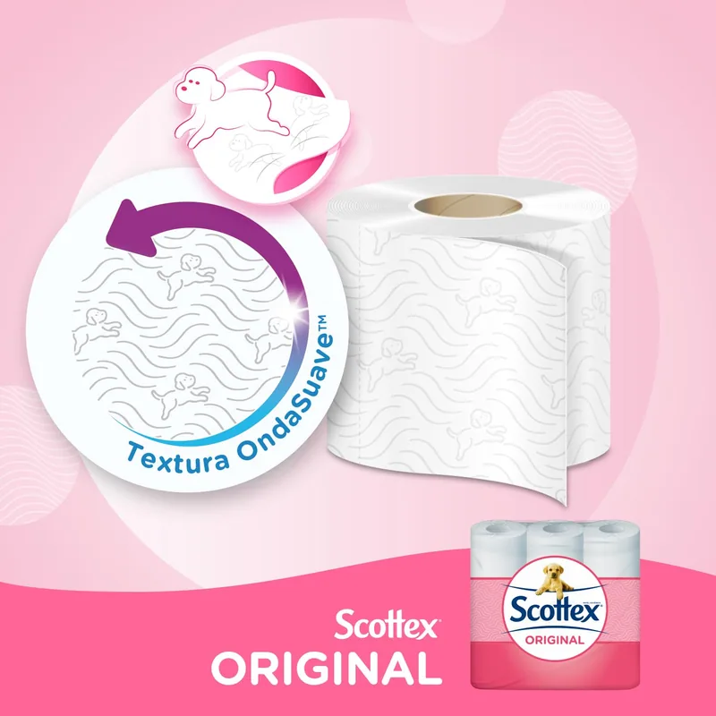 Scottex Original Papel Higiénico Seco, 32 rollos - pack de 4 unidades