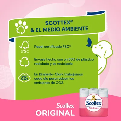 Scottex Original Papel Higiénico Seco, 32 rollos - pack de 4 unidades – foto 4