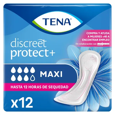 TENA Compresas Discreet Maxi, 12 compresas (pack de 6)