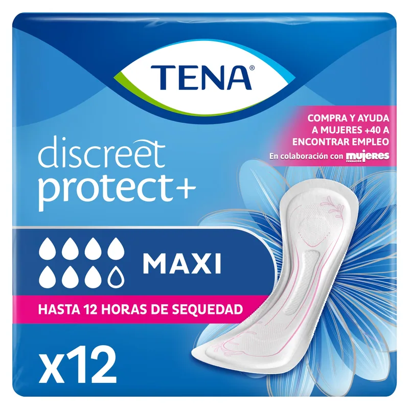 TENA Compresas Discreet Maxi, 12 compresas - pack de 6 unidades