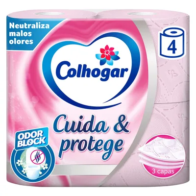 Colhogar Cuida&Protege 4R Papel Higiénico con tecnología Odor Block: neutraliza (pack de 7)