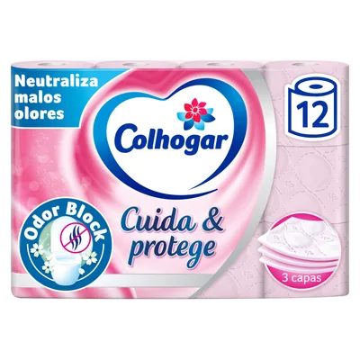 Colhogar Papel Higiénico Cuida&Protege Odor Block 12 rollos (pack de 3)