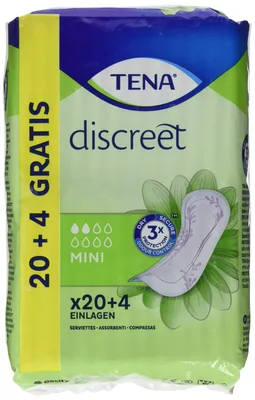 TENA Lady Discreet Mini, 20+4 compresas (pack de 6)