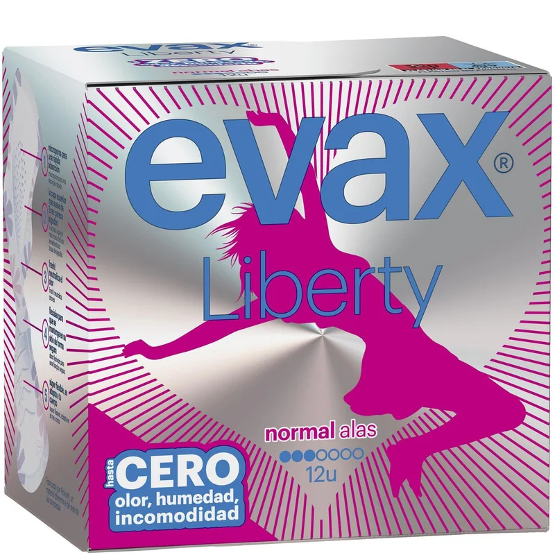 EVAX Compresas Liberty normal con alas 12 compresas - pack de 8 unidades