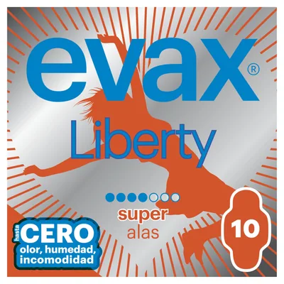 Evax Liberty Super compresas con alas 10 compresas (pack de 8)