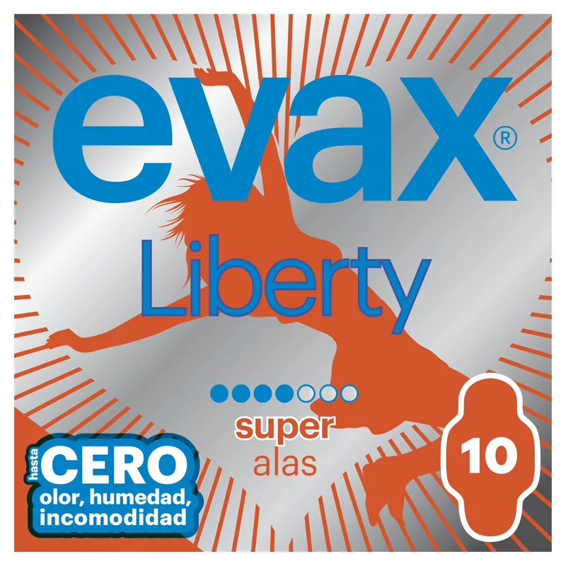 EVAX Liberty Super compresas con alas 10 compresas - pack de 8 unidades