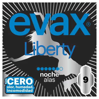 Evax Liberty compresas de noche con alas 9 compresas (pack de 8)