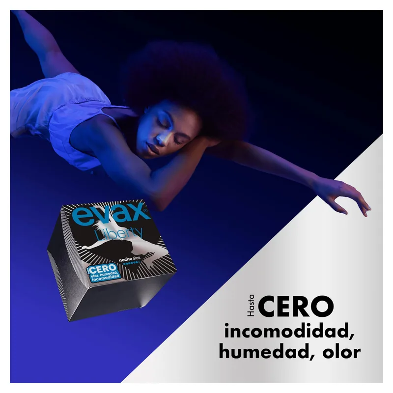 EVAX Liberty compresas de noche con alas 9 compresas - pack de 8 unidades