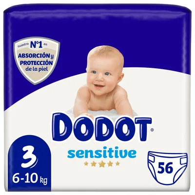 Dodot Sensitive pañales talla 3 6-10 kg vainilla 56 pañales