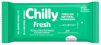 Chilly Pocket Gel Wipes, Intimate Daily Use, Fresh Fórmula, Is, 1 Unit (pack de 6)