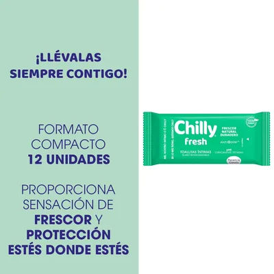 Chilly Pocket Gel Wipes, Intimate Daily Use, Fresh Fórmula, Is, 1 Unit - pack de 6 unidades – foto 3