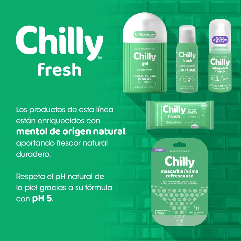 Chilly Pocket Gel Wipes, Intimate Daily Use, Fresh Fórmula, Is, 1 Unit - pack de 6 unidades